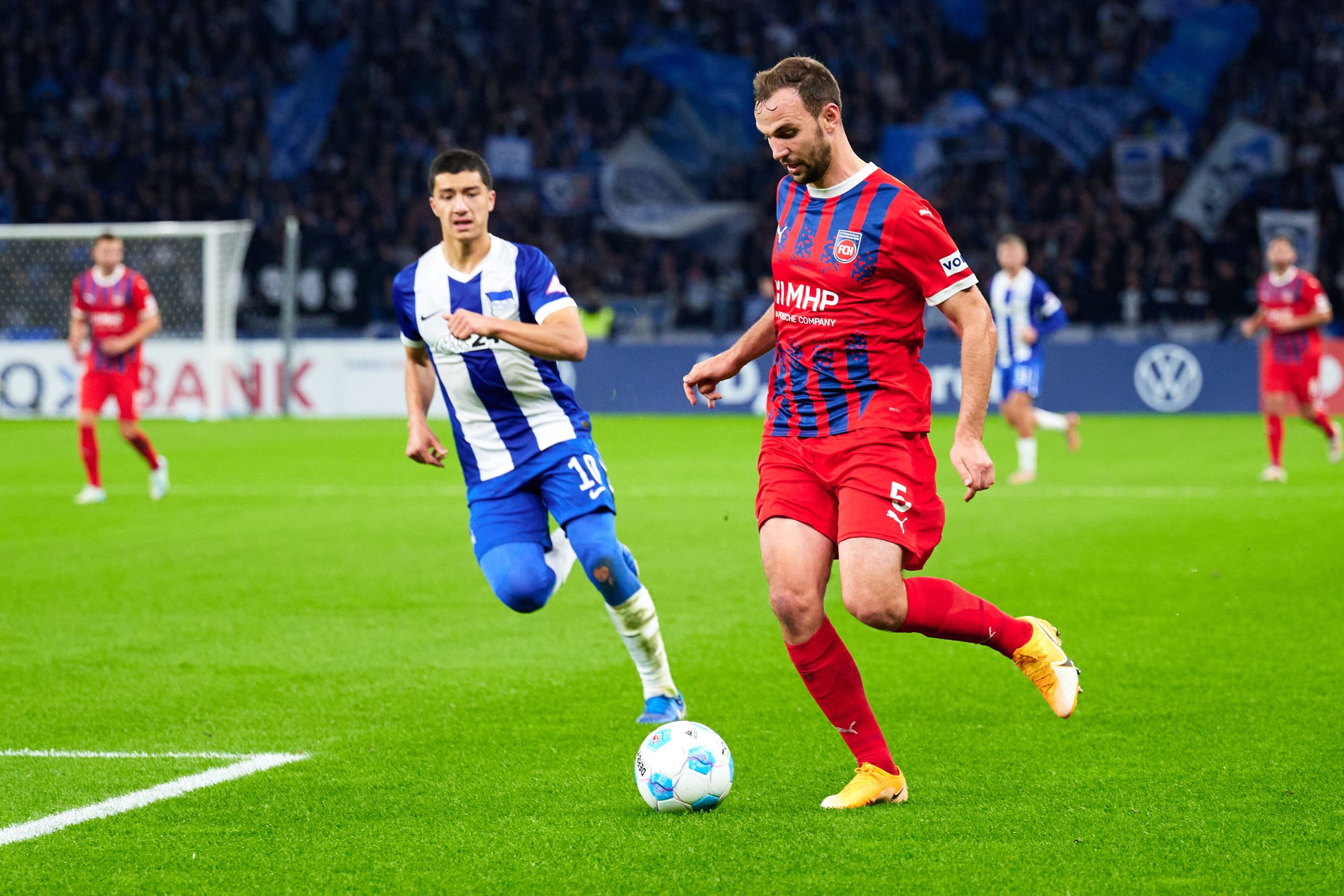 Der FCH (hier mit Benedikt Gimber) trifft erstmals in einem Ligaspiel auf Hertha BSC.