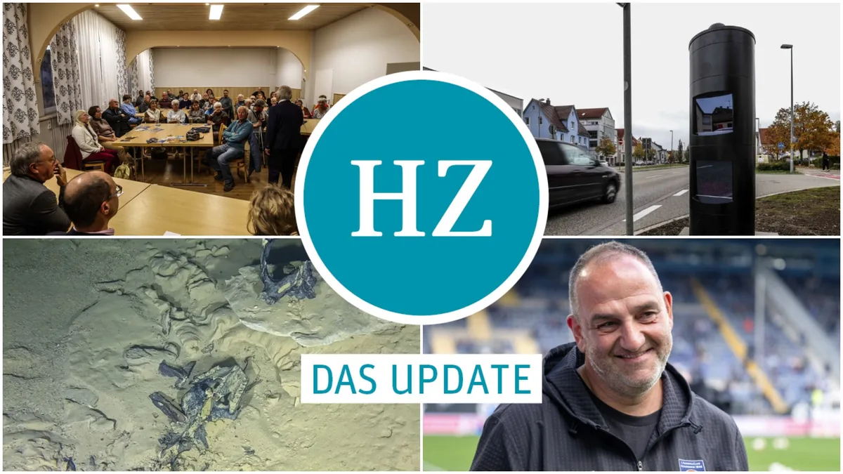update231026 Diskussion zu AfD-Verbotsverfahren, Blitz in Heidenheim, Fossil in Könisgbronn, FCH-Trainer Frank Schmidt.