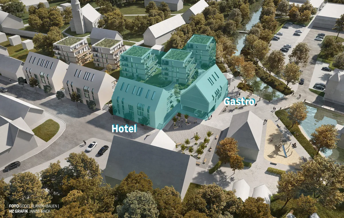 Mit dem ersten Bauabschnitt (grün) auf dem Brenzquell-Höfe-Areal soll nach den Sommerferien begonnen werden. Hier entstehen zunächst drei Punkthäuser, ein Hotel und ein gastronomischer Betrieb.