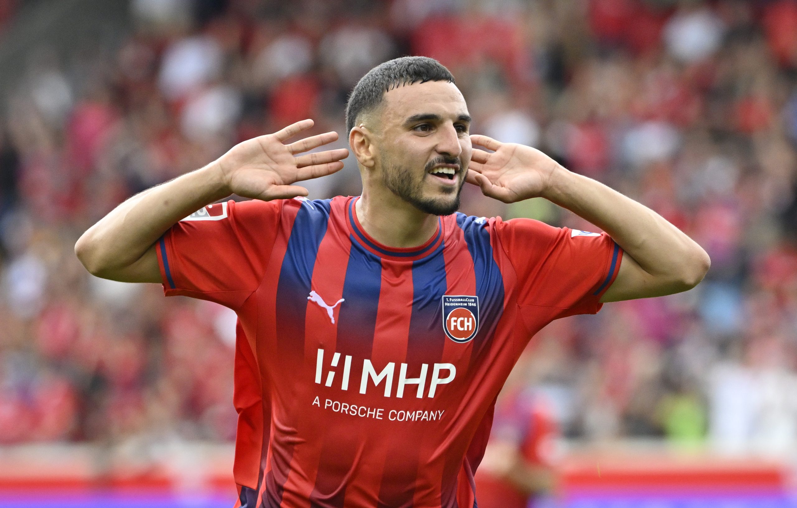 Oualid Mhamdi traf für den 1. FC Heidenheim gegen Dynamo Dresden.