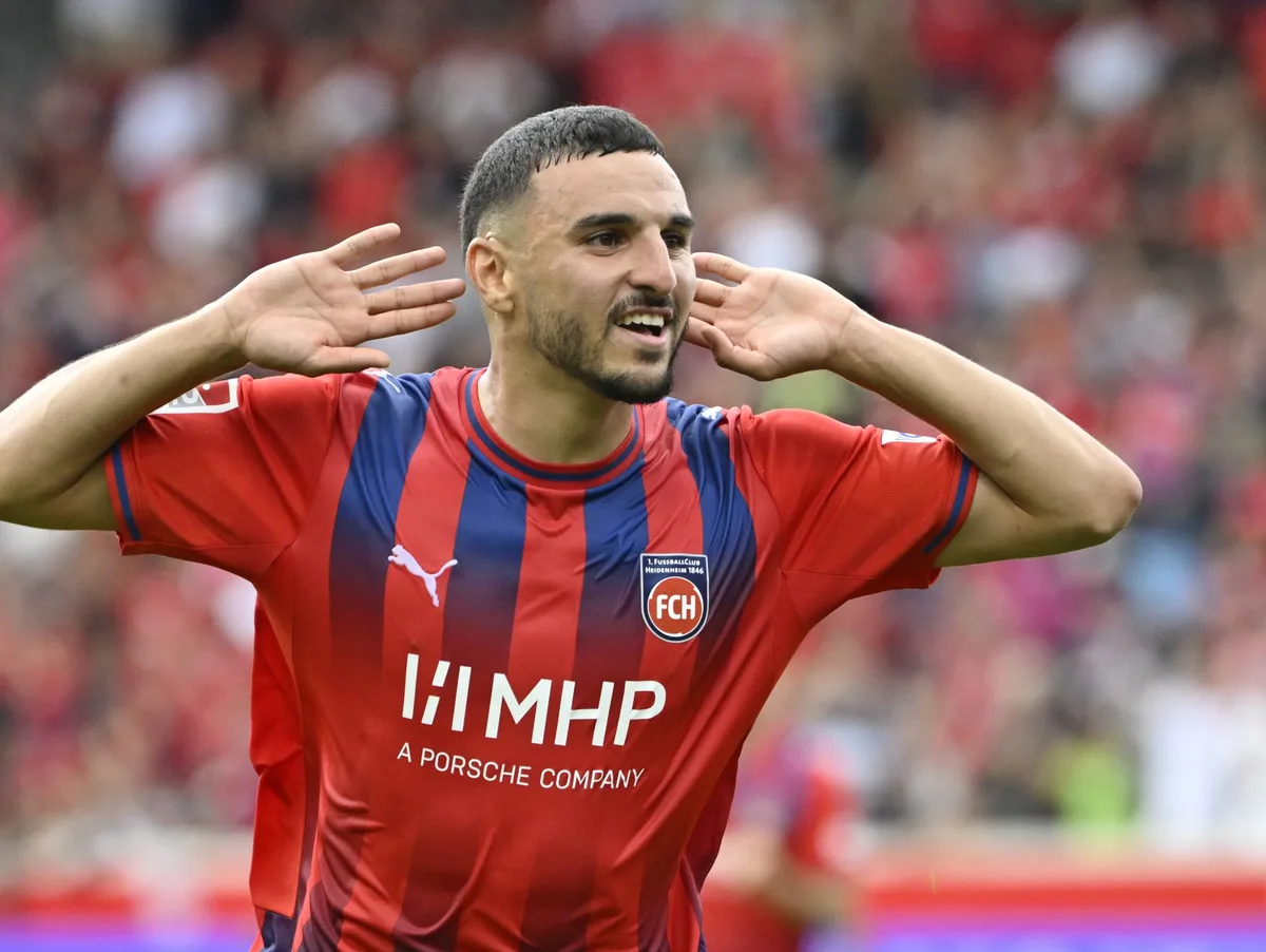 GER, 1. FC Heidenheim vs. Dynamo Dresden, Fußball, 2. Bundesliga, Spieltag 3, Spielzeit 2026/2027, 29.08.2026 Oualid Mhamdi traf für den 1. FC Heidenheim gegen Dynamo Dresden.