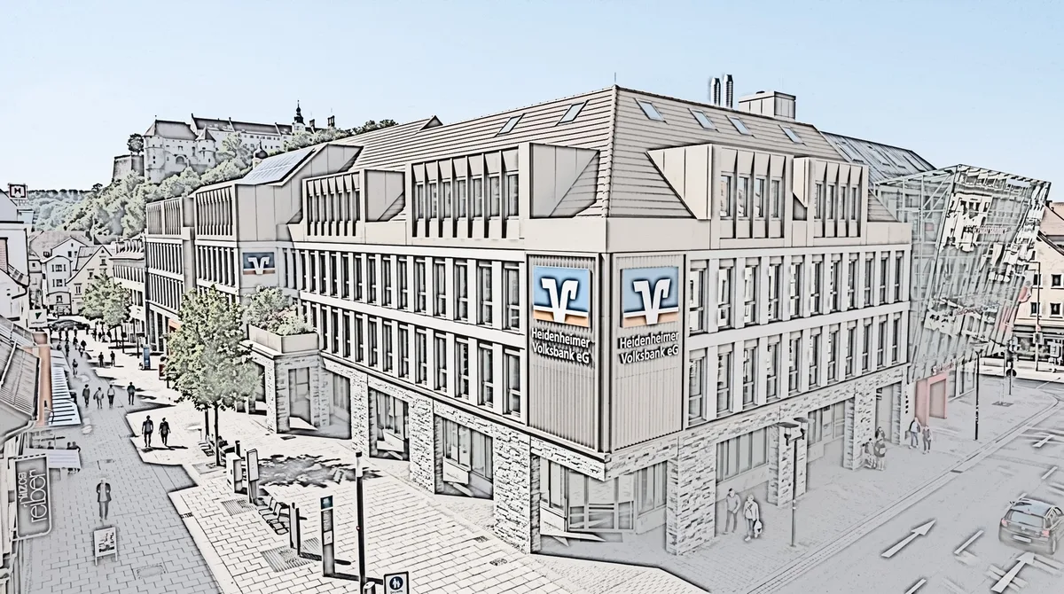 Auch optisch wird sich der Hauptsitz der Heidenheimer Volksbank verändern, wie eine erste Ansicht zeigt.