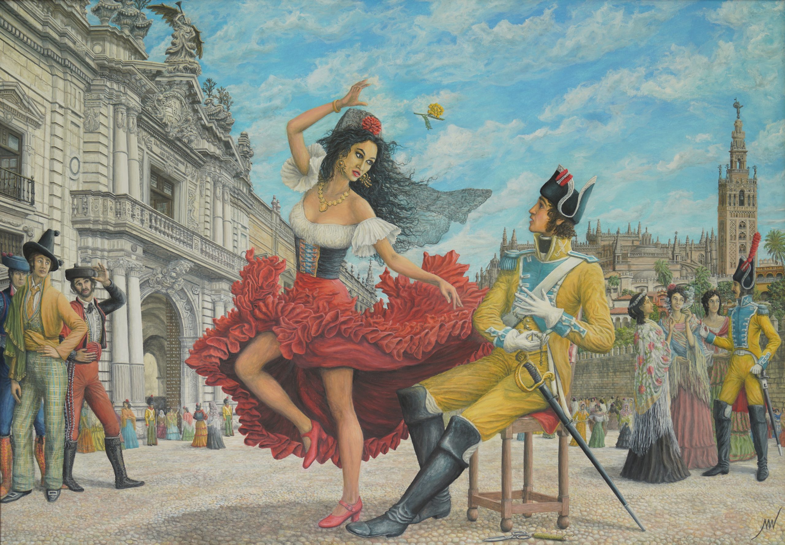 „Carmen wirft die Kassienblüte“ ist das Titelbild einer neuen Ausstellung in der Heidenheimer Galerie Kleine Wanze.